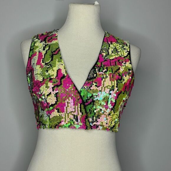 Nasty Gal- Multi Sequin Waistcoat - Picture 1 of 4